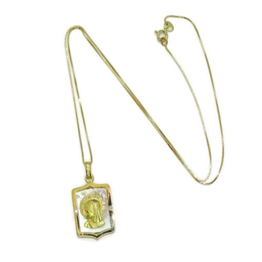 Medalla especial comunión de oro de 18k y nácar con la Virgen niña y diamantes. Cadena veneciana de 45.00 cm todo oro 18k - Imagen 7