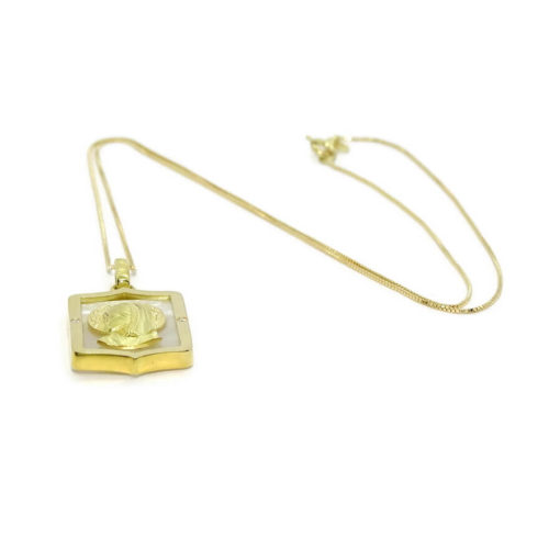 Medalla especial comunión de oro de 18k y nácar con la Virgen niña y diamantes. Cadena veneciana de 45.00 cm todo oro 18k - Imagen 6