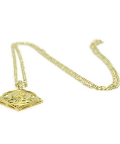 Medalla de oro amarillo de 18k calada con la Virgen Niña y circonitas .Cadena 3X1 de 45cm especial comunión y mujer - Imagen 7