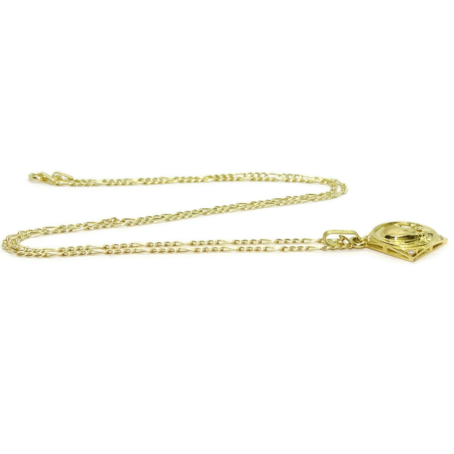 Medalla de oro amarillo de 18k calada con la Virgen Niña y circonitas .Cadena 3X1 de 45cm especial comunión y mujer - Imagen 5
