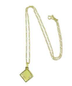 Medalla de oro amarillo de 18k calada con la Virgen Niña y circonitas .Cadena 3X1 de 45cm especial comunión y mujer - Imagen 4