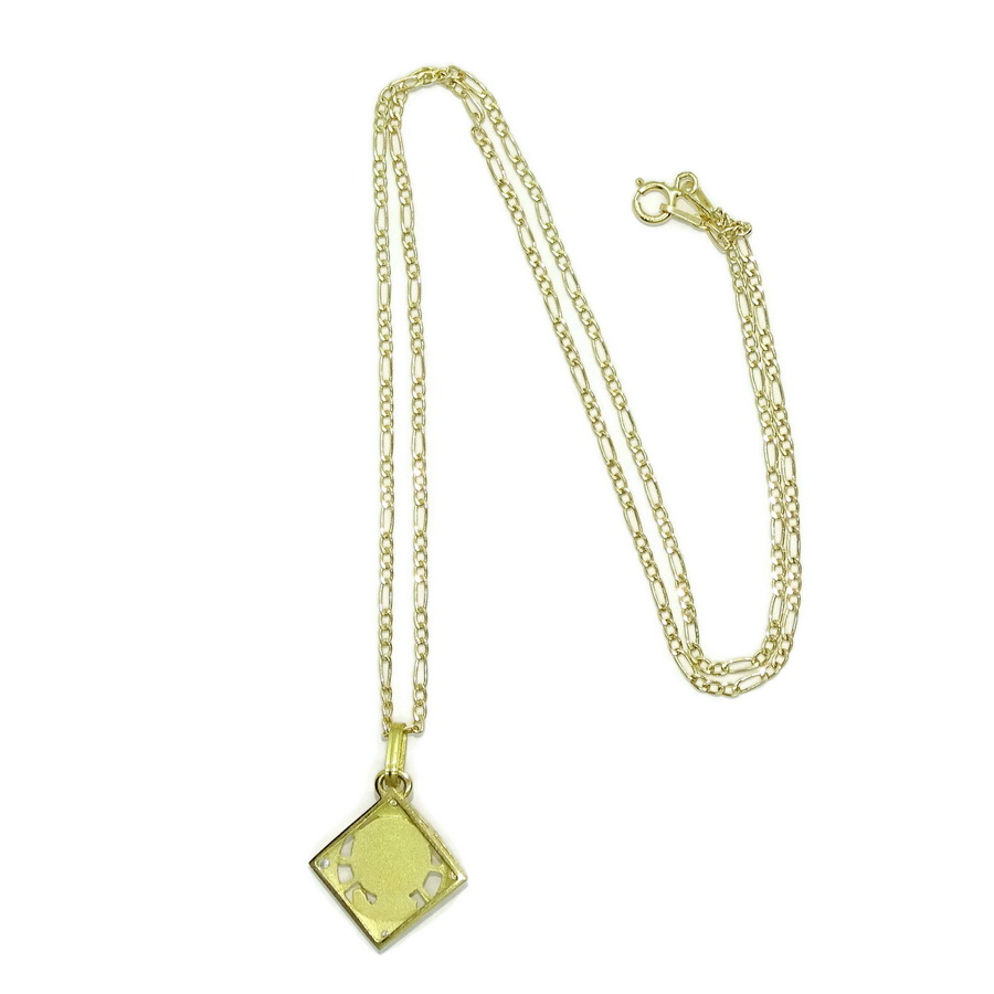 Medalla de oro amarillo de 18k calada con la Virgen Niña y circonitas .Cadena 3X1 de 45cm especial comunión y mujer - Imagen 4