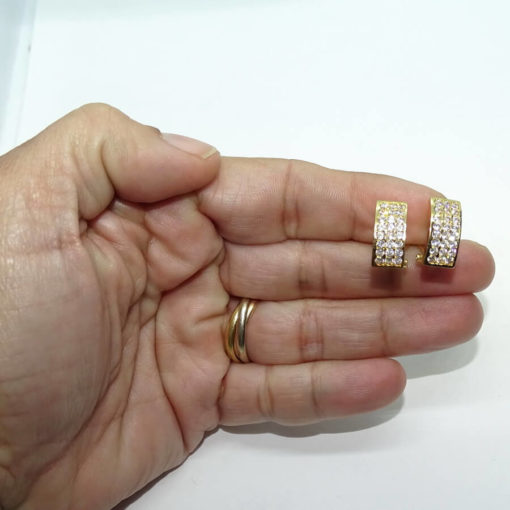 Pendientes para mujer de oro amarillo de 18k con circonitas. 4.30gr. - Imagen 3
