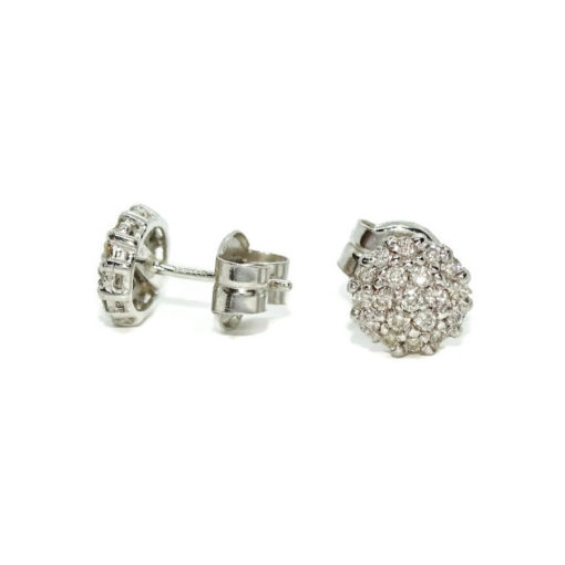 Preciosos y vistosos pendientes de 0.36cts de diamantes talla brillante montados en oro blanco de 18k con cierre presión y 7mm de diámetro. - Imagen 6
