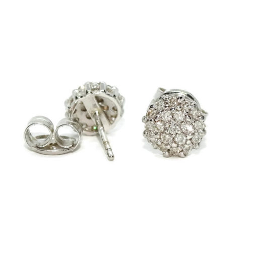 Preciosos y vistosos pendientes de 0.36cts de diamantes talla brillante montados en oro blanco de 18k con cierre presión y 7mm de diámetro. - Imagen 4