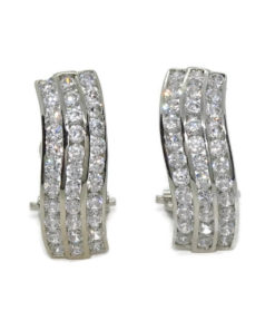Pendientes para mujer de oro blanco de 18k con circonitas, elegantes y fuertes. 4.10gr.