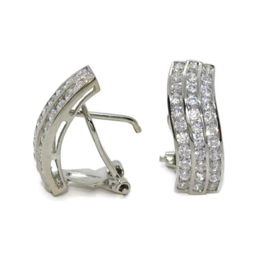 Pendientes para mujer de oro blanco de 18k con circonitas, elegantes y fuertes. 4.10gr. - Imagen 8