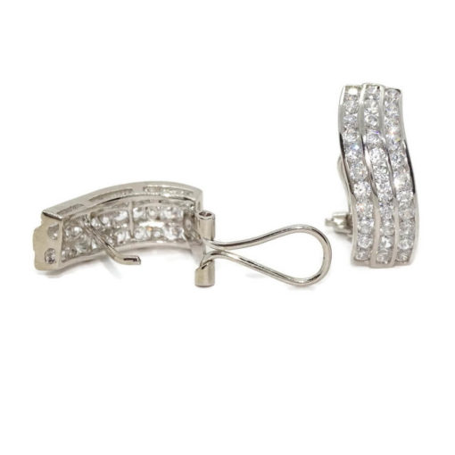 Pendientes para mujer de oro blanco de 18k con circonitas, elegantes y fuertes. 4.10gr. - Imagen 7