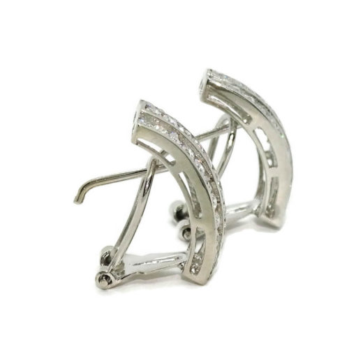 Pendientes para mujer de oro blanco de 18k con circonitas, elegantes y fuertes. 4.10gr. - Imagen 6