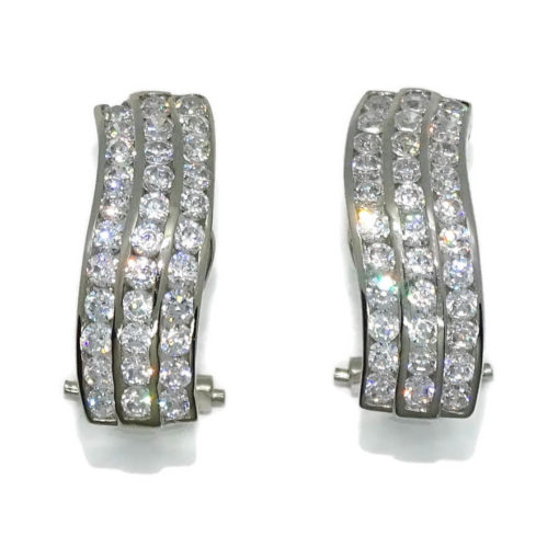 Pendientes para mujer de oro blanco de 18k con circonitas, elegantes y fuertes. 4.10gr. - Imagen 5