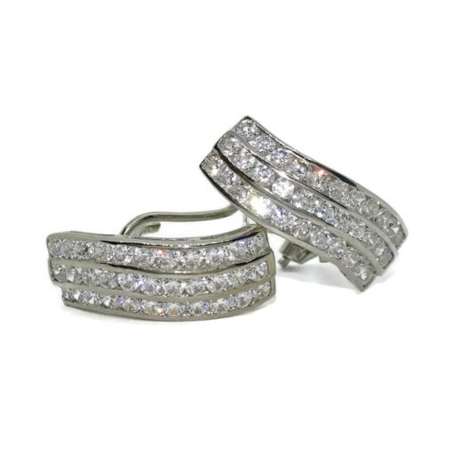 Pendientes para mujer de oro blanco de 18k con circonitas, elegantes y fuertes. 4.10gr. - Imagen 4
