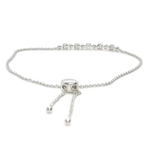 Preciosa pulsera de oro blanco de 18k con 5 diamantes auténticos. Original y cómodo cierre ajustable - Imagen 7