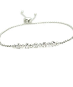 Preciosa pulsera de oro blanco de 18k con 5 diamantes auténticos. Original y cómodo cierre ajustable