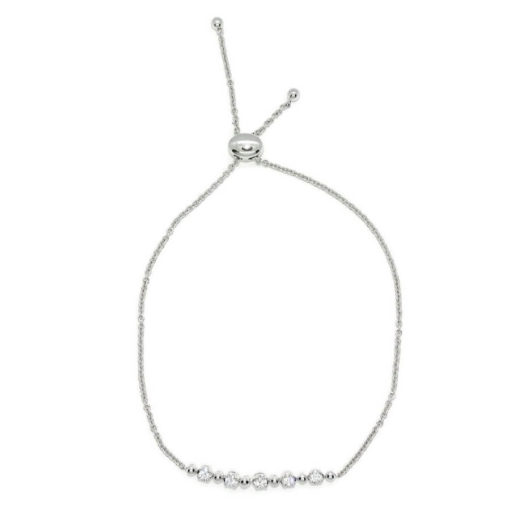 Preciosa pulsera de oro blanco de 18k con 5 diamantes auténticos. Original y cómodo cierre ajustable - Imagen 6