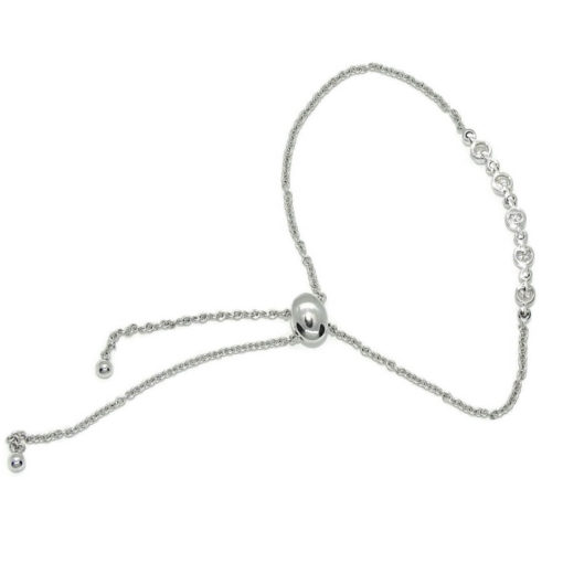 Preciosa pulsera de oro blanco de 18k con 5 diamantes auténticos. Original y cómodo cierre ajustable - Imagen 5
