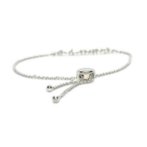 Preciosa pulsera de oro blanco de 18k con 5 diamantes auténticos. Original y cómodo cierre ajustable - Imagen 4