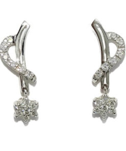 Preciosos pendientes de oro blanco de 18k con 0.49 cts de diamantes naturales