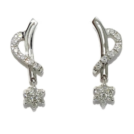 Preciosos pendientes de oro blanco de 18k con 0.49 cts de diamantes naturales