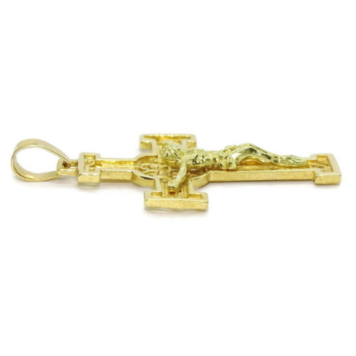 Cruz de filigrana con Cristo hecha a mano de oro amarillo macizo de 18k - Imagen 3