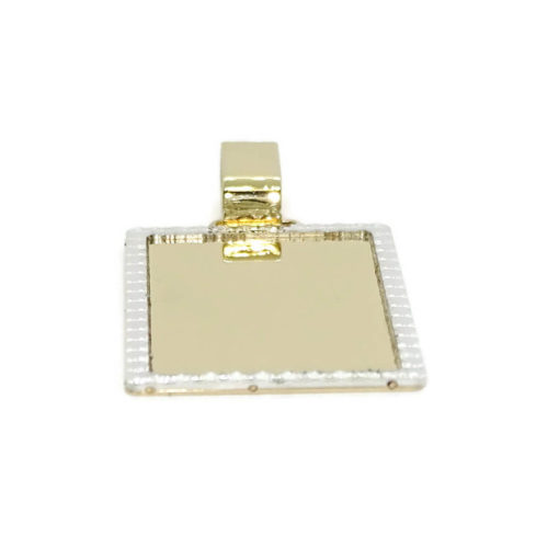 Placa de oro amarillo lisa con bisel de oro blanco todo oro de 18k para hombre o mujer. - Imagen 5