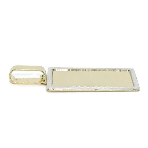 Placa de oro amarillo lisa con bisel de oro blanco todo oro de 18k para hombre o mujer. - Imagen 4