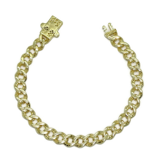 Elegante pulsera para hombre de oro amarillo de 18k de 21.50 cm de larga y 8.00 mm de ancha, modelo barbada. 17.35 gr. - Imagen 4