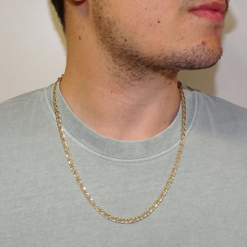 Cadena de oro amarillo para hombre de 5.00 mm, modelo ojo de tigre. - Imagen 2