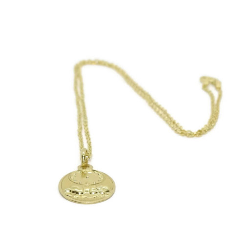 Medalla para bebé de oro amarillo de 18k con niño en pajas y reloj. - Imagen 4