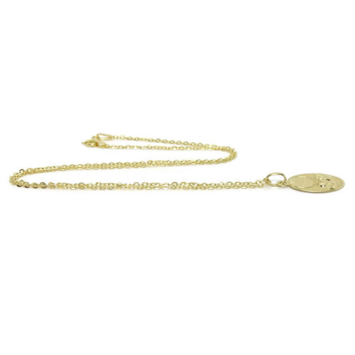 Medalla para bebé de oro amarillo de 18k con niño en pajas y reloj. - Imagen 3