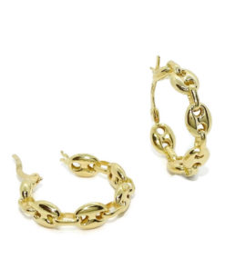 Originales aros de calabrote pequeños de oro amarillo de 18k