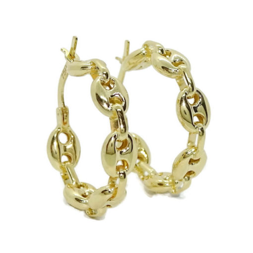 Originales aros de calabrote pequeños de oro amarillo de 18k - Imagen 7
