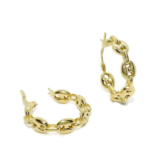 Originales aros de calabrote pequeños de oro amarillo de 18k