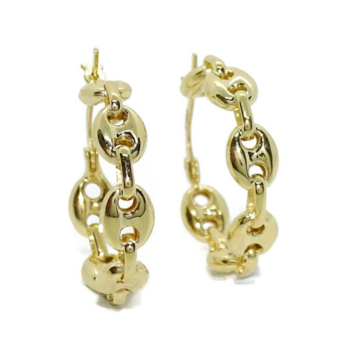 Originales aros de calabrote pequeños de oro amarillo de 18k - Imagen 6