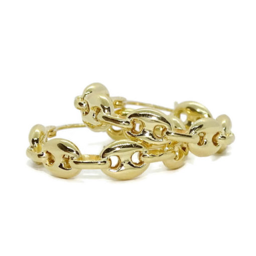 Originales aros de calabrote pequeños de oro amarillo de 18k - Imagen 4