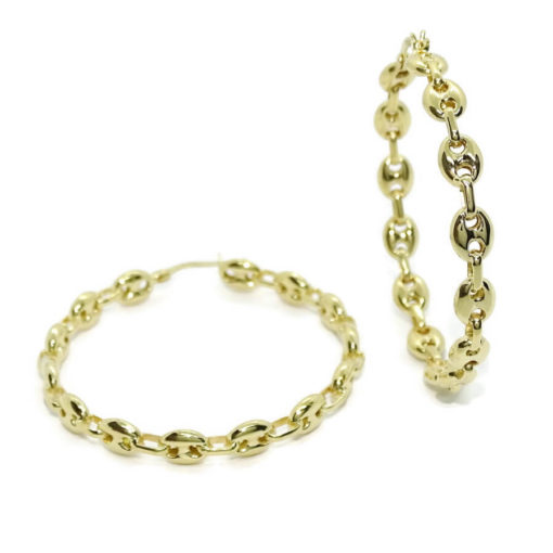 Originales aros de calabrote grandes de oro amarillo de 18k. - Imagen 6