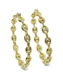 Originales aros de calabrote grandes de oro amarillo de 18k.