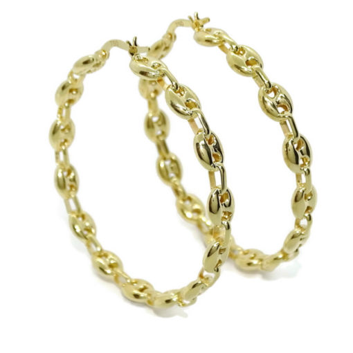 Originales aros de calabrote grandes de oro amarillo de 18k. - Imagen 5