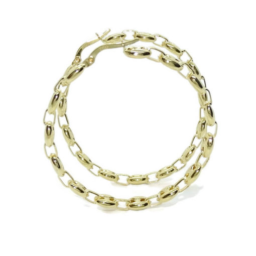 Originales aros de calabrote grandes de oro amarillo de 18k. - Imagen 4