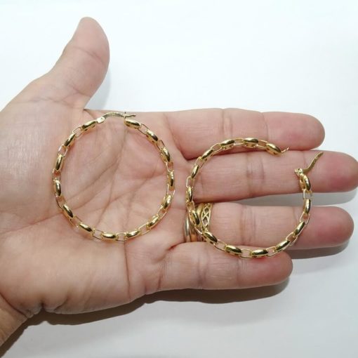 Originales aros de calabrote grandes de oro amarillo de 18k. - Imagen 3