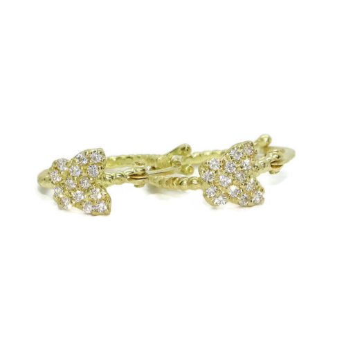 Bonitos y originales pendientes tipo aro de oro de 18k para niña con mariposa y circonitas. - Imagen 8