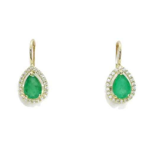 Preciosos pendientes en oro amarillo de 18k con 2 esmeraldas naturales talla lagrima de 7x5 y circonitas. - Imagen 6