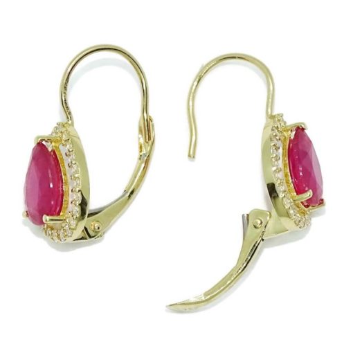 Preciosos pendientes en oro amarillo de 18k con 2 rubís naturales talla lagrima - Imagen 5