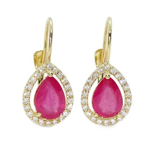 Preciosos pendientes en oro amarillo de 18k con 2 rubís naturales talla lagrima - Imagen 7