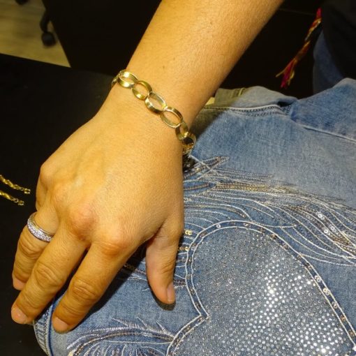 Pulsera para mujer de oro de 18k de 7mm de ancha y 19.00cm de larga. Mate y brillo - Imagen 2