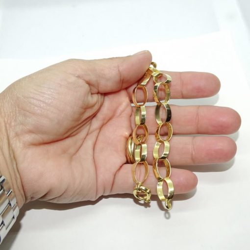 Pulsera para mujer de oro de 18k de 7mm de ancha y 19.00cm de larga. Mate y brillo - Imagen 4