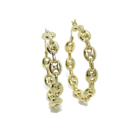 Originales aros de calabrote medianos de oro amarillo de 18k de 5.5mm de anchos y 3.50 cm de diámetro exterior. - Imagen 8