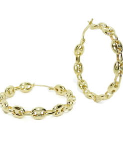 Originales aros de calabrote medianos de oro amarillo de 18k de 5.5mm de anchos y 3.50 cm de diámetro exterior.