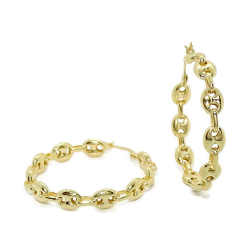 Originales aros de calabrote medianos de oro amarillo de 18k de 5.5mm de anchos y 3.50 cm de diámetro exterior. - Imagen 6
