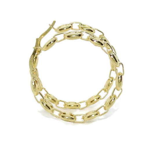 Originales aros de calabrote medianos de oro amarillo de 18k de 5.5mm de anchos y 3.50 cm de diámetro exterior. - Imagen 5