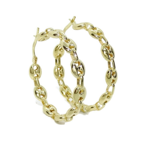 Originales aros de calabrote medianos de oro amarillo de 18k de 5.5mm de anchos y 3.50 cm de diámetro exterior. - Imagen 4